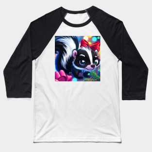 Cute Skunk Drawing Baseball T-Shirt